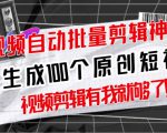 【原创神器】短视频全自动一键剪辑视频，一秒生成100个原创视频(软件+视频+免费卡密)-致富资源库