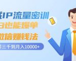 私域IP流量密训:小白也能爆单的微信赚钱法,从月薪三千到月入10000+-致富资源库