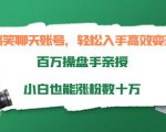 搞笑聊天账号，轻松入手高效变现，百万操盘手亲授，小白也能涨粉数十万-致富资源库