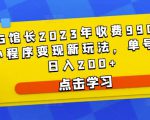D1G馆长2023年收费990的抖音小程序变现新玩法,单号轻松日入200+-致富资源库