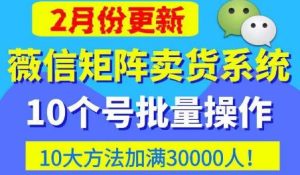 微信矩阵卖货系统，多线程批量养10个微信号，10种加粉落地方法，快速加满3W人卖货！-致富资源库