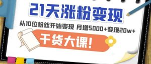 21天精准涨粉变现干货大课：从10位粉丝开始变现月增5000+变现20w+-致富资源库
