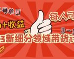 2023新细分领域带货计划:单号单日1000+收益不难,每人可操作3-5个账号-致富资源库