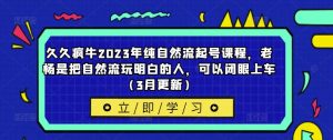 久久疯牛2023年纯自然流起号课程，老杨是把自然流玩明白的人，可以闭眼上车（3月更新）-致富资源库
