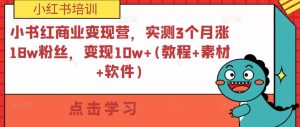 小书红商业变现营,实测3个月涨18w粉丝,变现10w+(教程+素材+软件)-致富资源库