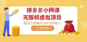 黄岛主·拼多多小网课无版权虚拟项目分享课：起店之后每天100-200收入-致富资源库