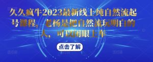 久久疯牛2023最新线上纯自然流起号课程,老杨是把自然流玩明白的人,可以闭眼上车-致富资源库