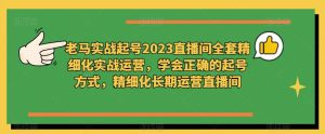 老马实战起号2023直播间全套精细化实战运营,学会正确的起号方式,精细化长期运营直播间-致富资源库