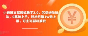 小说推文保姆式教学2.0，另类进阶玩法，0基础上手，轻松月撸1w无上限，可主可副可兼职-致富资源库