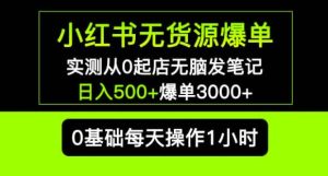 小红书无货源爆单实测从0起店无脑发笔记爆单3000+长期项目可多店-致富资源库