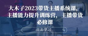 大木子2023带货主播系统课,主播能力提升训练营,主播带货必修课-致富资源库
