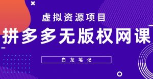 【白龙笔记】拼多多无版权网课项目，月入5000的长期项目，玩法详细拆解【揭秘】-致富资源库