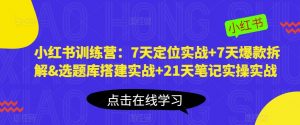 小红书训练营：7天定位实战+7天爆款拆解&选题库搭建实战+21天笔记实操实战-致富资源库