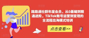 路路通社群年度会员，从0基础到精通进阶，TikTok账号运营到变现的全流程出海模式培训-致富资源库