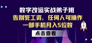 数字改运实战弟子班:告别死工资,任何人可操作,一部手机月入5位数-致富资源库