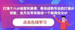 蟹老板·打爆个人IP底层实操课,教你成熟专业的打造IP技能,全方位带你做成一个能商业化IP-致富资源库
