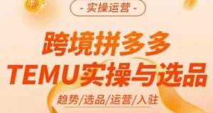 伍跃·跨境拼多多TEMU实操与选品,趋势/选品/运营/入住(27节完整)-致富资源库