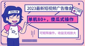 2023最新玩法短视频广告撸金,亲测单机收益80+,可矩阵,傻瓜式操作,小白可上手【揭秘】-致富资源库