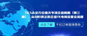 TikTok全方位通关专项企业陪跑【第三期】,从0到1真正的企业TK电商运营全流程-致富资源库