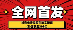 全网首发:抖音免费投放引流实操课(外面收费3980)【揭秘】-致富资源库