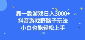靠一款游戏日入3000+，抖音游戏野路子玩法，小白也能轻松上手【揭秘】-致富资源库