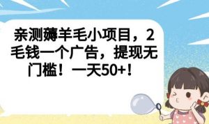 亲测薅羊毛小项目,2毛钱一个广告,提现无门槛!一天50+【揭秘】-致富资源库