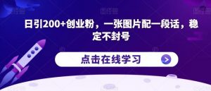 日引200+创业粉,一张图片配一段话,稳定不封号【揭秘】-致富资源库