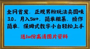 全网首发正规男粉玩法卖圆味3.0，月入5W+，简单粗暴，操作简单，保姆式教学，小白轻松上手-致富资源库