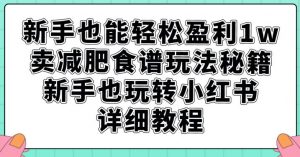 新手也能轻松盈利1w，卖减肥食谱玩法秘籍，新手也玩转小红书详细教程【揭秘】-致富资源库