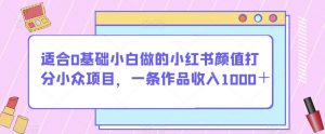 适合0基础小白做的小红书颜值打分小众项目,一条作品收入1000+【揭秘】-致富资源库