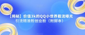 【揭秘】价值3k的QQ小世界截流曝光引流精准粉创业粉（附脚本）-致富资源库