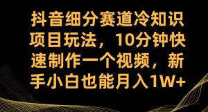 抖音细分赛道冷知识项目玩法,10分钟快速制作一个视频,新手小白也能月入1W+【揭秘】-致富资源库