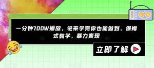 一分钟700W播放，进来学完你也能做到，保姆式教学，暴力变现【揭秘】-致富资源库