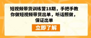 短视频带货训练营18期,手把手教你做短视频带货出单,听话照做,保证出单-致富资源库