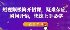 短视频极简开悟课,疑难杂症,瞬间开悟,快速上手必学-致富资源库