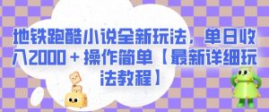地铁跑酷小说全新玩法，单日收入2000＋操作简单【最新详细玩法教程】【揭秘】-致富资源库