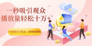 中视频冷门玩法，一秒吸引观众，播放量轻松十万+，保姆级教程【揭秘】-致富资源库
