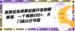 靠搬运外网素材做抖音助眠赛道，一个视频200+，无门槛小白可做【揭秘】-致富资源库