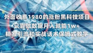 外面收费1980的涨粉黑科技项目，只靠做数据月入就能1w+【揭秘】-致富资源库