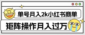 外面收费1980的小红书商单保姆级教程，单号月入2k，矩阵操作轻松月入过万-致富资源库
