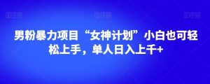 男粉暴力项目“女神计划”小白也可轻松上手,单人日入上千+【揭秘】-致富资源库