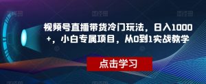 视频号直播带货冷门玩法，日入1000+，小白专属项目，从0到1实战教学【揭秘】-致富资源库