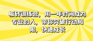 板砖训练营,用一年时间成为专业的人,带你突破行动局限,快速成长-致富资源库