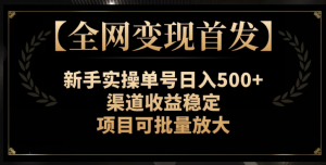 【全网变现首发】新手实操单号日入500+，渠道收益稳定，项目可批量放大【揭秘】-致富资源库