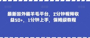 最新国外薅羊毛平台，2分钟视频收益50+，1分钟上手，保姆级教程【揭秘】-致富资源库