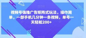 视频号强撸广告矩阵式玩法,操作简单,一部手机几分钟一条视频,单号一天轻松200+【揭秘】-致富资源库