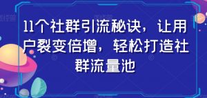 11个社群引流秘诀,让用户裂变倍增,轻松打造社群流量池-致富资源库