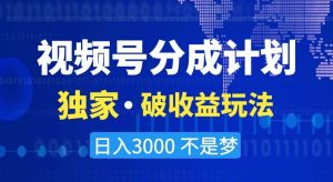 视频号分成计划,独家·破收益玩法,日入3000不是梦【揭秘】-致富资源库