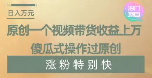 原创一个视频带货收益上万，傻瓜式操作过原创，几分钟做一个视频涨粉特别快【揭秘】-致富资源库