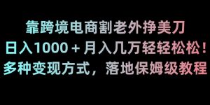 靠跨境电商割老外挣美刀,日入1000+月入几万轻轻松松!多种变现方式,落地保姆级教程【揭秘】-致富资源库